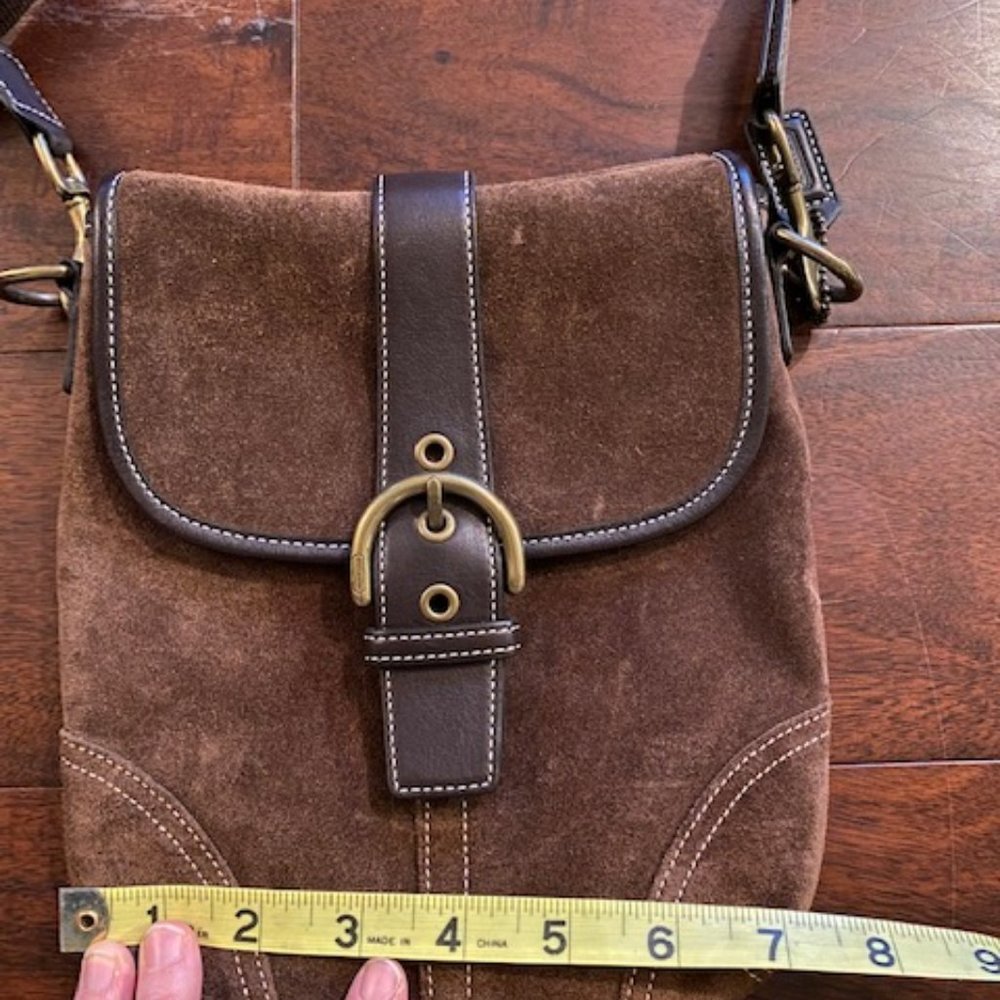 Coach brown leather suede crossbody bag - Picture 5 of 5